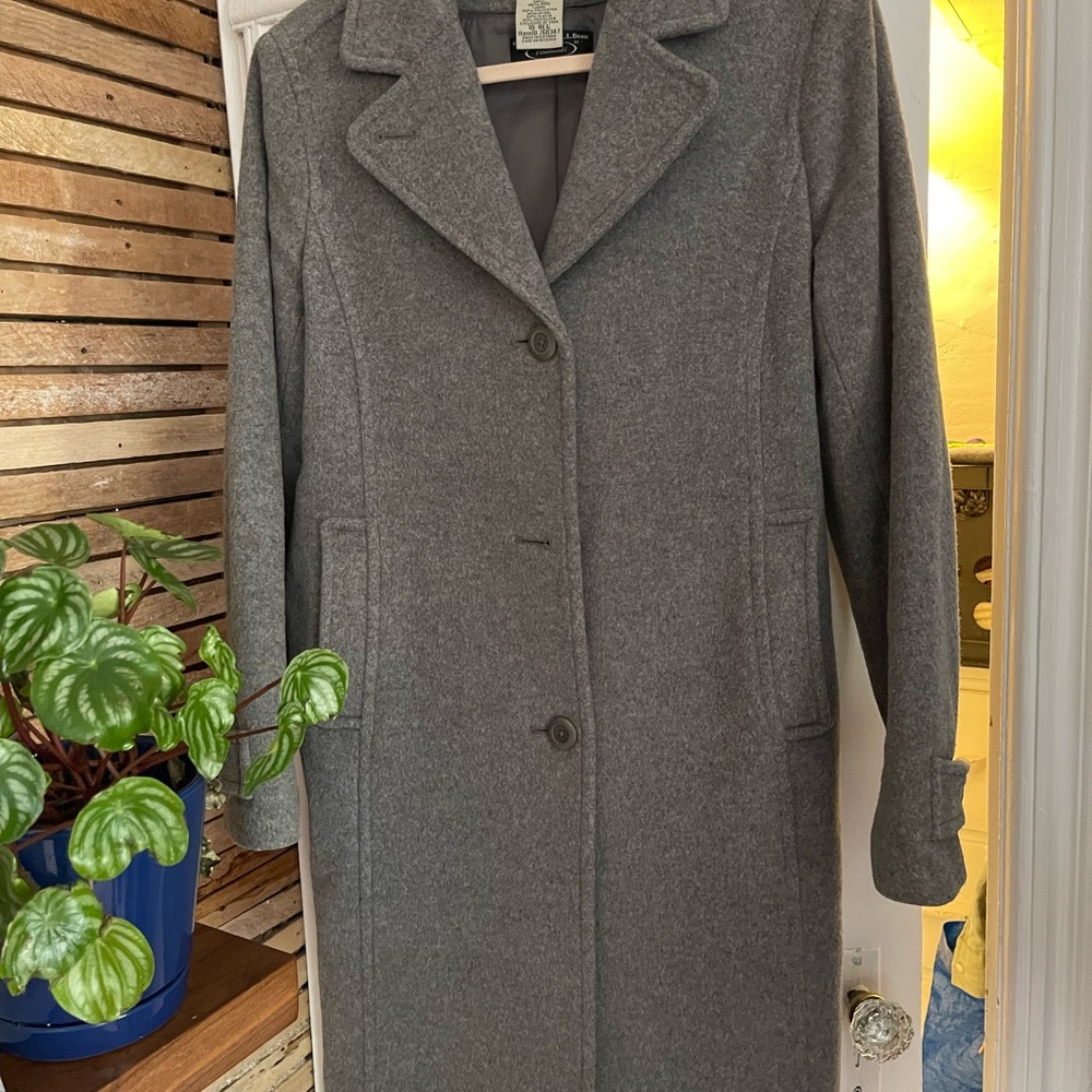 LL Bean Bellandi Made in Italy Grey 100% Wool Coat with Thinsulate